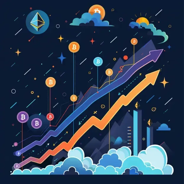 Graph depicting the growth curve of a cryptocurrency with strategic annotations for diversification and profit-taking.