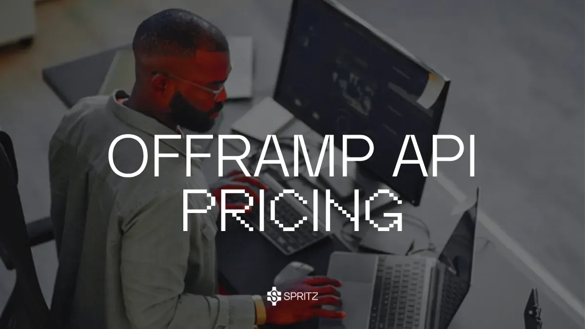 Crypto offramp API pricing comparison showing fees across Spritz, Transak, MoonPay, and Ramp Network