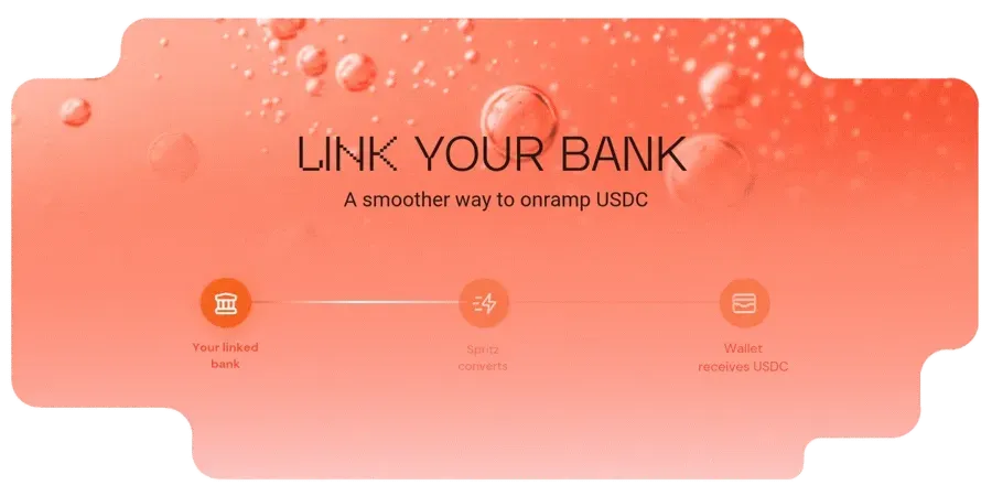 linking your bank with Spritz onramp to buy crypto in one click